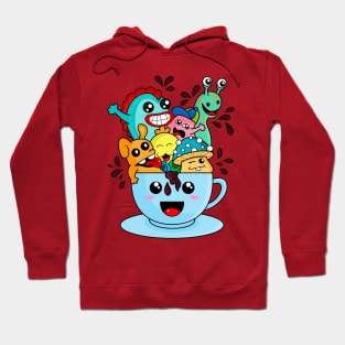 doodle cup funny monsters Hoodie